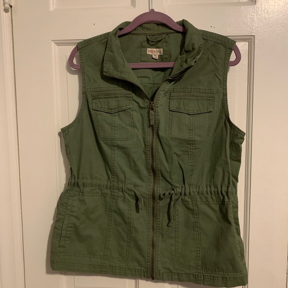 Olive green utility vest